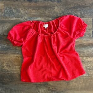 Madewell Texture & Thread Red Peasant top